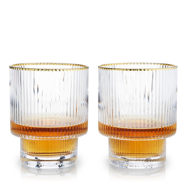 Gold-Rimmed Crystal Tumblers - Set of 2