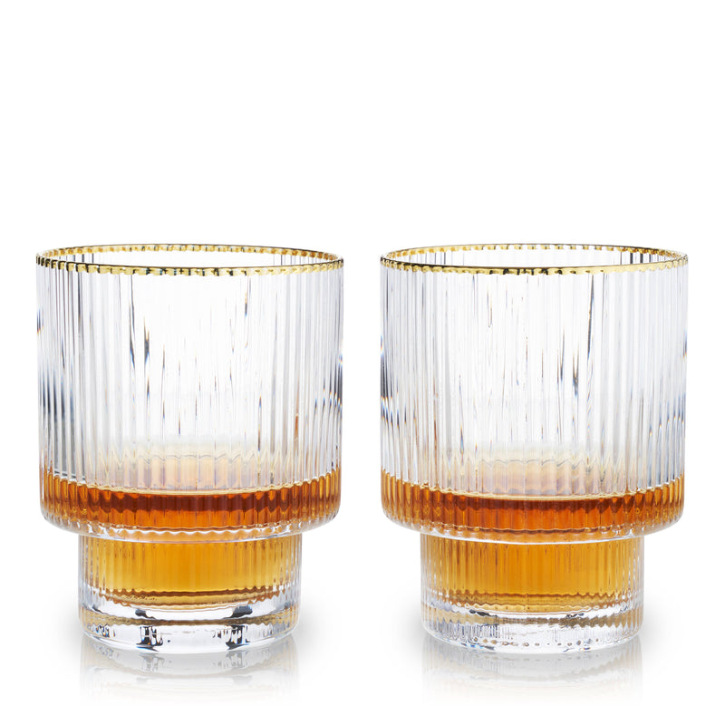 Gold-Rimmed Crystal Tumblers-SET OF 2