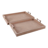 Decorative Trays- Tan Wood Selenite,