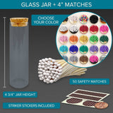 4" Matches in Chic Cork Top Jar - Colors of Your Choice: White Tip