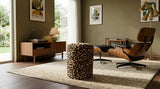 Leopard Bouclé Cylinder Pouf Ottoman