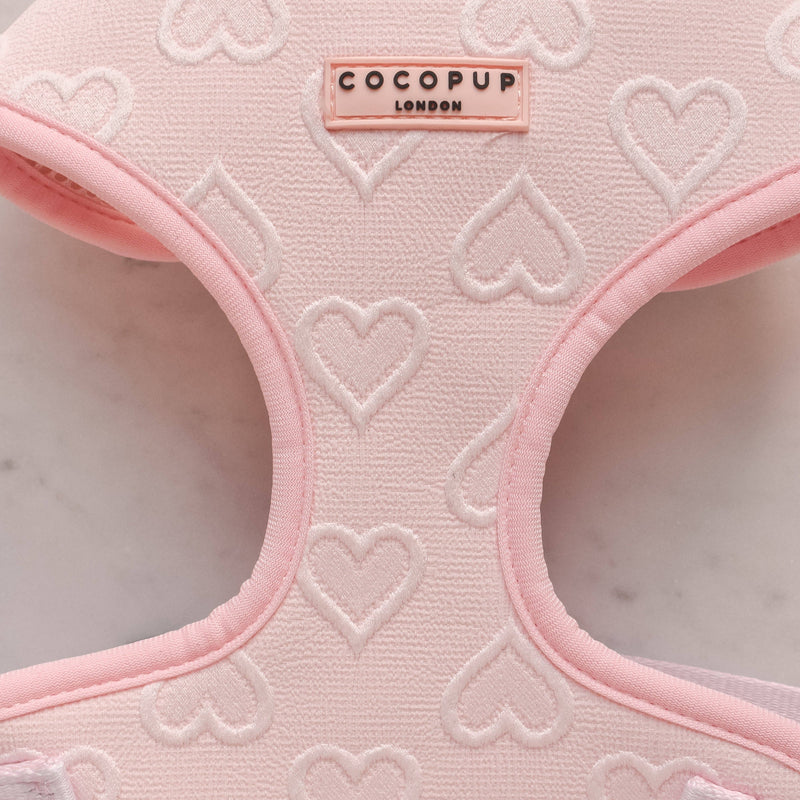 Luxe Adjustable Neck Harness - Baby Pink Heart: M