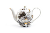 Black Gold Peony 40oz Fine Porcelain Teapot