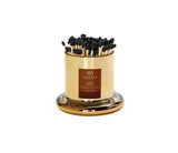 Match Holder Jar with Gold/Smoked Base