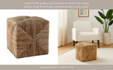 Decorative Ottoman - Brown Rattan Square Textured, 18 in.