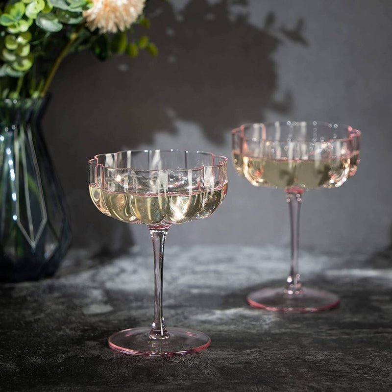 Elegant Flower Champagne & Cocktail Coupes set of 4