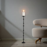 Floor Pillar Candle Holder - Black Metal Abacus, 36 in.