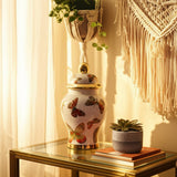 Multicolor 8x5 in. Ceramic Glam Temple Jar with Butterflies