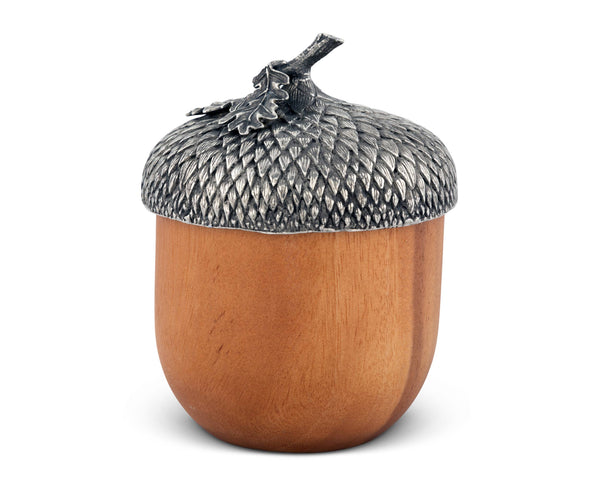 Pewter Top Wood Acorn Box