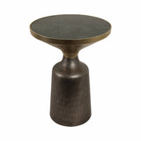 Metal Geometric Base End Table Marble Top - Green, 20 in.