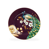 Peacock Lotus Garden Pink Porcelain Dessert Plate Set of 2