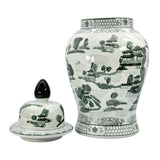 Black & White Landscape Chinoiserie Ceramic Jar 25"