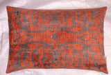Handmade Velvet Throw Pillow 16x24 - Soft Brownish Orange