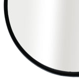 Mirror - Black Metal Round Hanging Leather Strap, 28 in.