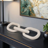Sculpture - White Wood Interlocking 3-Chain Link, 28 in.