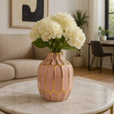 Pink 8 in. Ceramic Novelty Striped Blush Vase