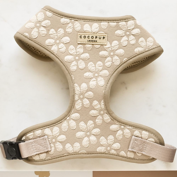 LUXE Adjustable Neck Harness - Mocha Flower: S