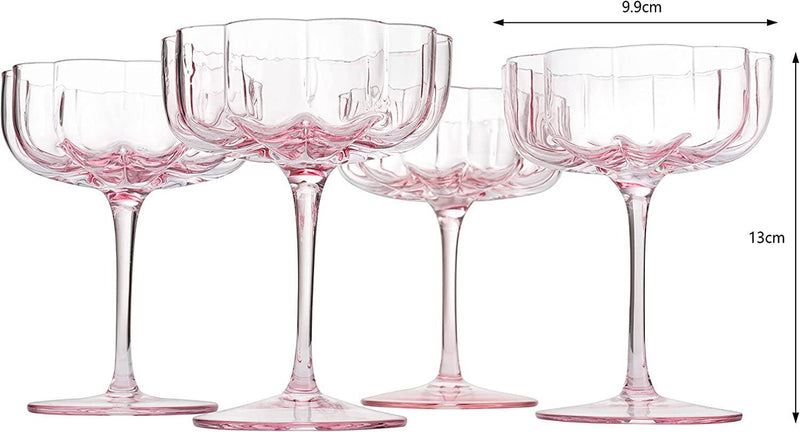 Elegant Flower Champagne & Cocktail Coupes set of 4