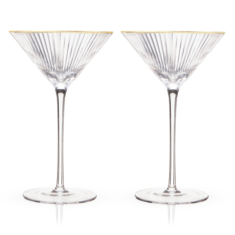 Deco Meridian Gold Rimmed Crystal Martini Glasses Set of 2