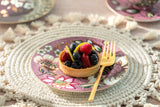 Peacock Lotus Garden Pink Porcelain Dessert Plate Set of 2