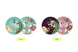 Peacock Lotus Garden Pink Porcelain Dessert Plate Set of 2