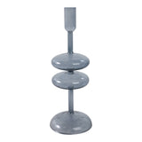 Candle Holder - Blue Glass Retro Bubble Taper, 11 in.