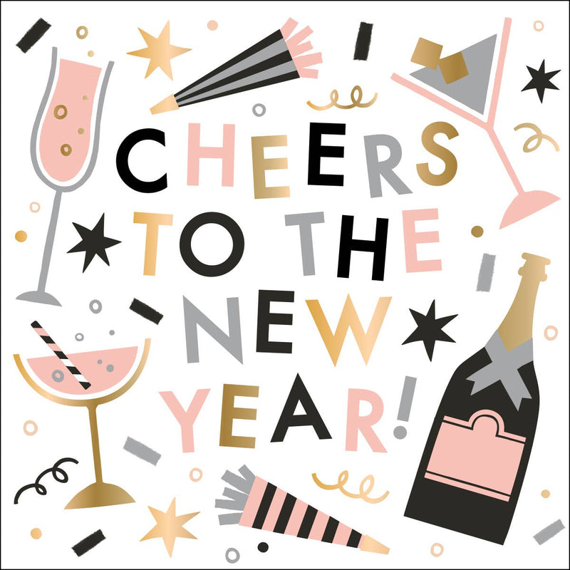 New Year Cocktail Napkins | Cheers New Year - Foil - 20ct