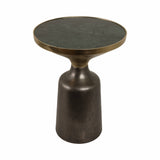 Metal Geometric Base End Table Marble Top - Green, 20 in.