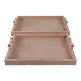 Decorative Trays- Tan Wood Selenite,