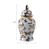 Multicolor 14x7 in. Ceramic Glam Temple Jar with Butterflies