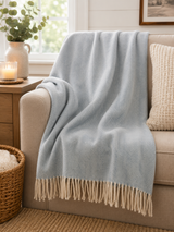 Wool Herringbone Blanket- Cornflower