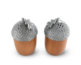 Wood and Pewter Acorns Salt & Pepper Set