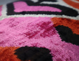 Handmade Velvet Pillow 16x24 Pink Orange Ikat Design