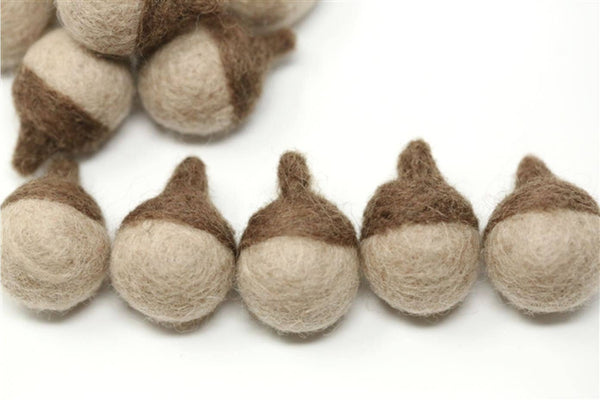 Felt Acorn Autumn Fall Decoration: Beige Stone