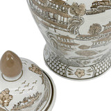 Brown & White Classic Chinoiserie Ceramic Ginger Jar 18"