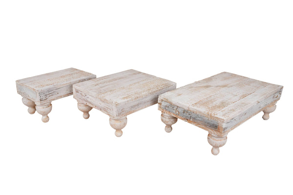 Chula Cake Table Set-Display-Reclaimed Wood-Set 3-White