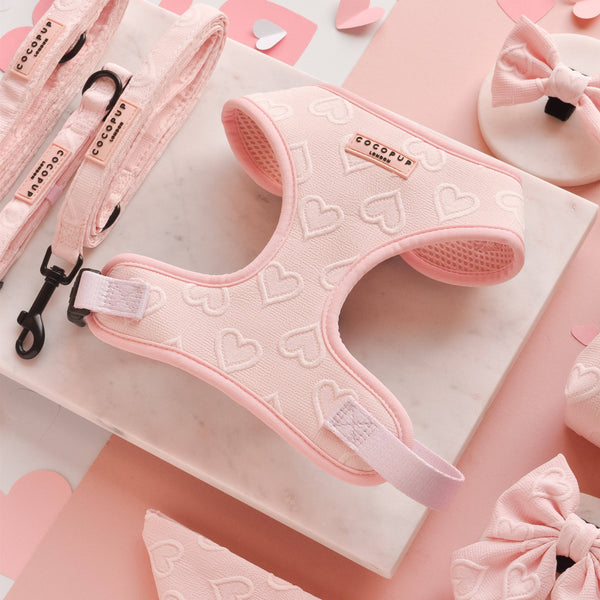 Luxe Adjustable Neck Harness - Baby Pink Heart: S
