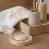 Vanity Accessories Set, Travertine Bathroom Set, 5-piece: Soap Dispenser 8oz