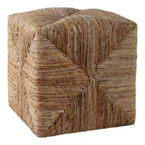 Decorative Ottoman - Brown Rattan Square Textured, 18 in.
