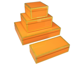 Orange with Shine Gold Leaf Trim - Square Box - L-31FSOSGL