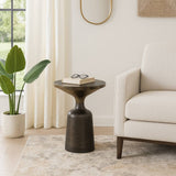 Metal Geometric Base End Table Marble Top - Green, 20 in.