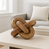 Decorative Figurine - Brown Wood Interlocking Knot, 6 in.