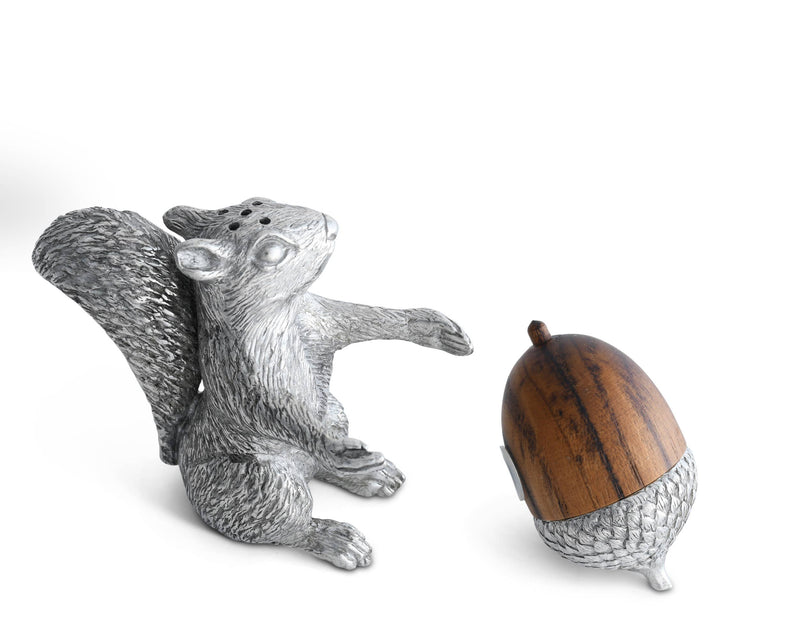 Squirrel with Wood Acorn Salt & Pepper Set