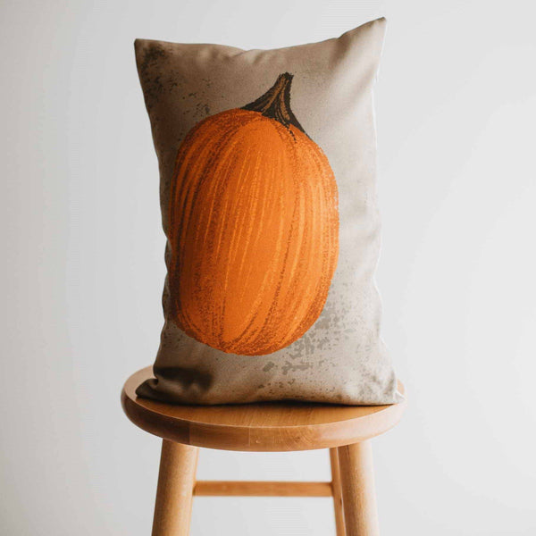 Primitive Fall Pumpkin Lumbar Pillow Cover | 18x12 Thanksgiving Décor | Fall Decor | Room Decor | Decorative Pillows | Gift for her: Leaning Pumpkin / Cover