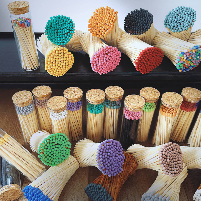 4" Matches in Chic Cork Top Jar - Colors of Your Choice: White Tip