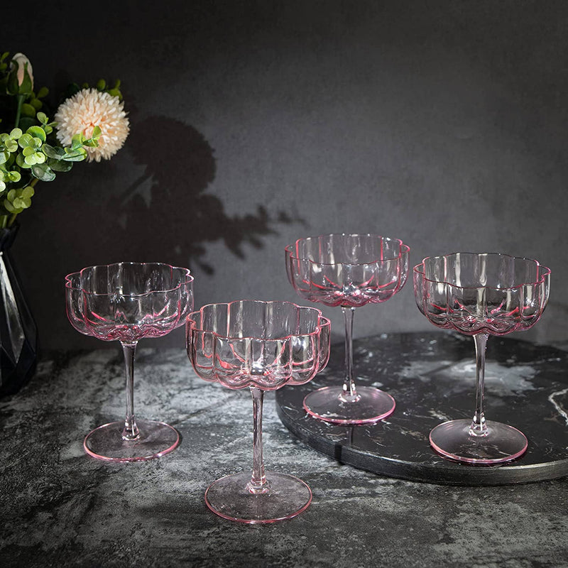 Elegant Flower Champagne & Cocktail Coupes set of 4