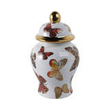 Multicolor 8x5 in. Ceramic Glam Temple Jar with Butterflies