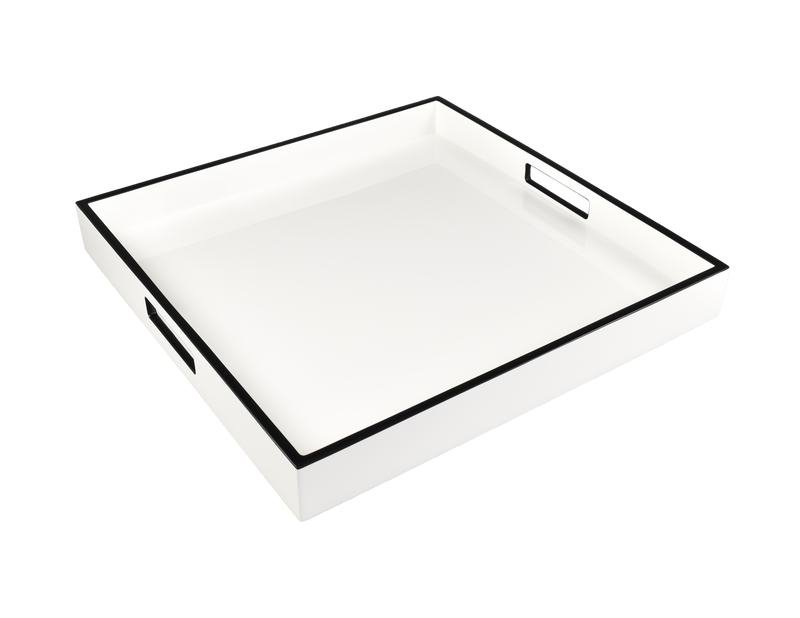 White with Black Square Decorative Serving Tray L-48WBT