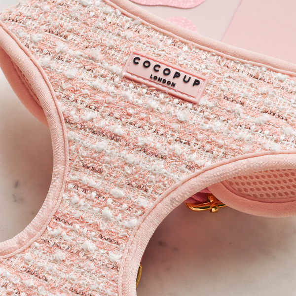 Pink Textured Tweed Adjustable Neck Harness: L