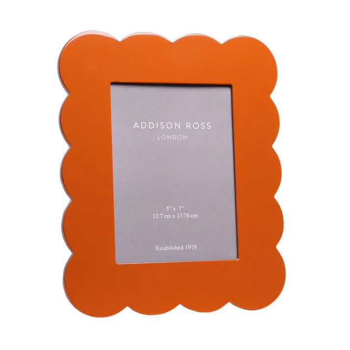 ORANGE SCALLOPED LACQUER PHOTO FRAME 5 X 7